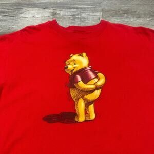 Vintage 90s The Disney Store Winnie The Pooh Red Mens L Graphic‎ T-Shirt USA EUC